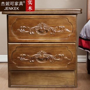 纯香樟木实木原木床头柜雕花中式床头柜矮柜边柜带抽屉支持定制定