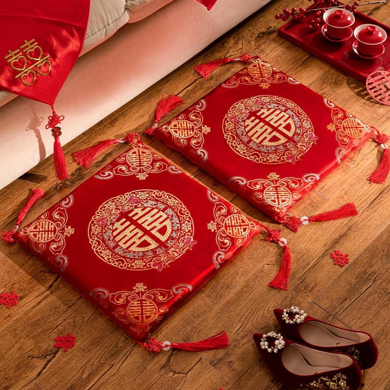 结婚跪垫敬茶红色一对磕头坐垫新娘改口K坐福垫跪拜喜垫用品大全