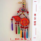 民族风刺绣福禄葫芦挂件小号云南家居茶室米线店铺红色装 饰挂饰