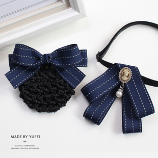 领花女配饰高档建行职业头花套装农行空姐领结工装领部饰品别针新