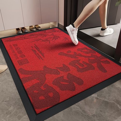 入户门地垫红色家用喜庆高端别墅大门口防滑进门脚垫蛇年地毯门垫