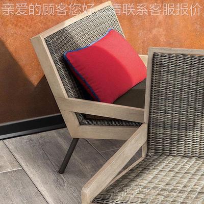 北欧柚木户外编沙发室外庭院家具组合阳防藤水休闲露台藤制722藤