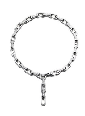 街头inas嘻哈项链小雏菊项链粗方形扣项链复古钛钢项链情铝锁骨链