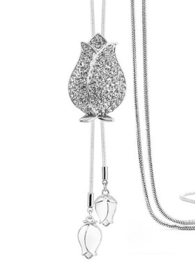 2024新款时尚韩版毛衣链简约郁金香E长款项链秋冬衣服配饰厂家