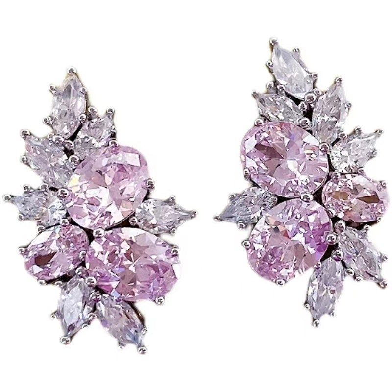 珠宝 f2023新款S925银椭圆形6*8mm耳钉冰花切时尚百搭简约风