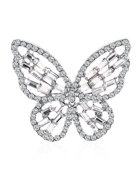 新款气质百搭锆石镂空蝴蝶戒指 夸张闪耀轻奢P戒指可调节网红手饰