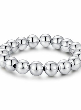 钛钢不锈钢珠手链 简约手饰串珠手串 304不锈钢男V女隔珠手链