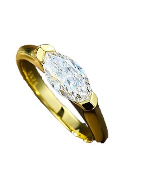 珠宝 925银热p卖新款简约马眼钻戒米粒菱形锆石设计情侣指戒