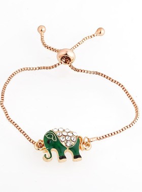 欧美跨境手链合金镶钻大象u手链ins风抽拉调节女手串义乌珠宝首饰