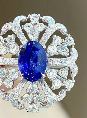 珠宝 新款通体925镶嵌6*皇家蓝巴欧美风轻奢款时Z尚女款戒指