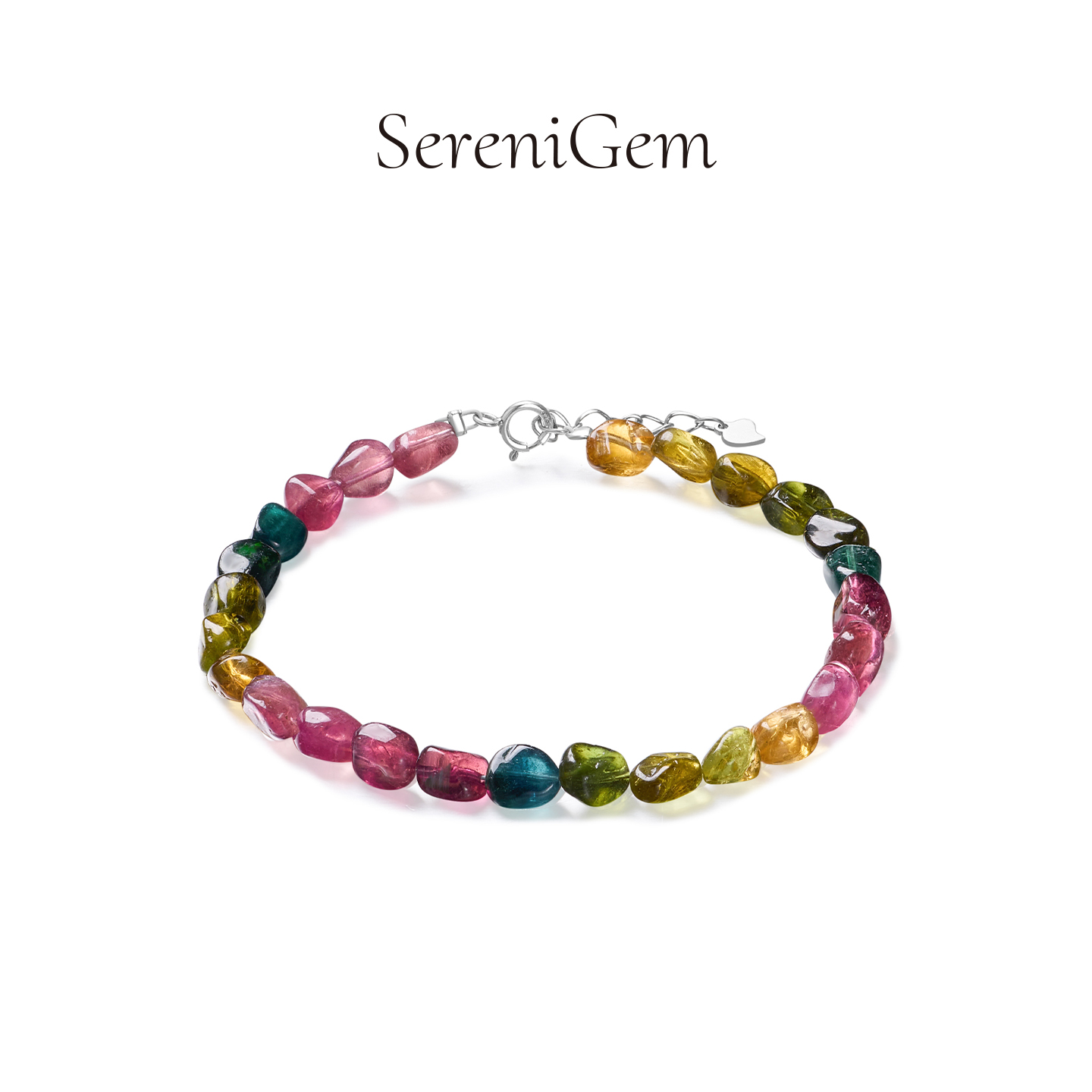 SereniGem谧彩境 天然多巴胺彩虹新款925银碧玺手链