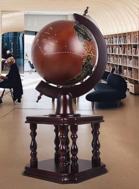 地球仪大号木质工艺品书房办公室客厅装饰摆件落地毕业送学校礼物