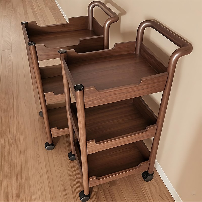 学习桌旁落地带轮书架分层置物架多功能收纳层架可折叠小推车置物