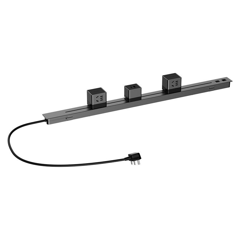 办公桌面嵌入式电力轨道插座办公室会议桌内嵌式滑轨排插超薄极窄