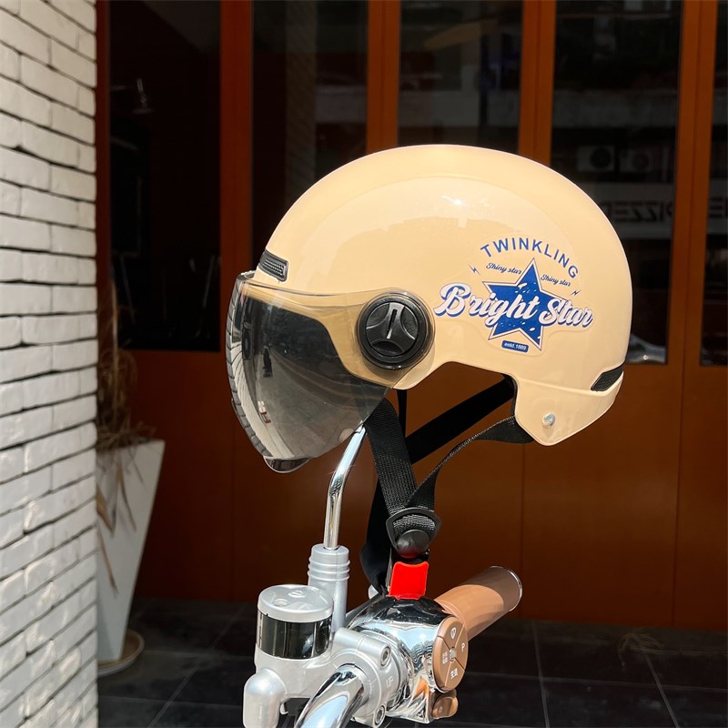 复古机车新国标3C认证电动车头盔男女款四季O电瓶自行车安全帽夏