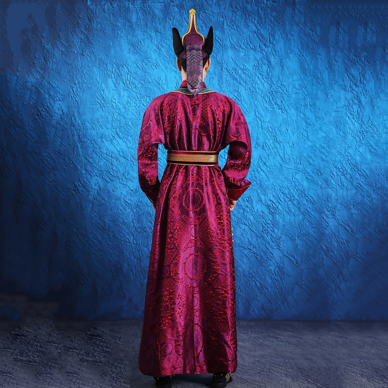 男士蒙古族少数民族舞蹈演出v服饰时尚造型红色订制走秀摄影蒙古