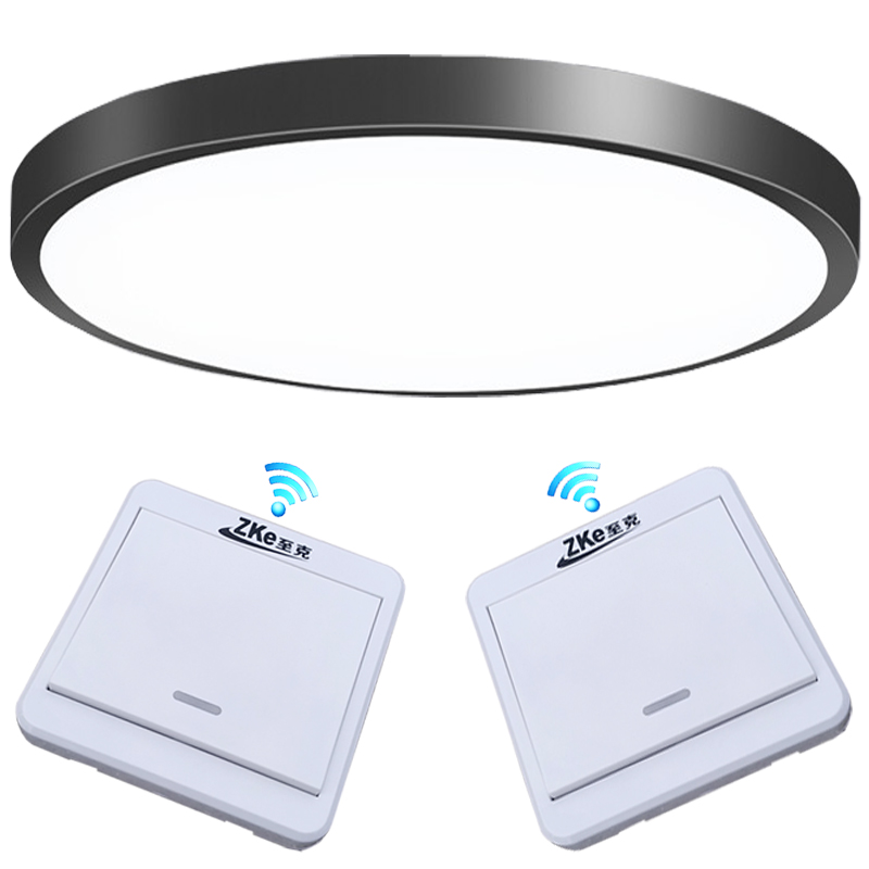 LED吸顶灯免布线无线遥控开关超薄客厅卧室走廊过道儿童三色灯泡