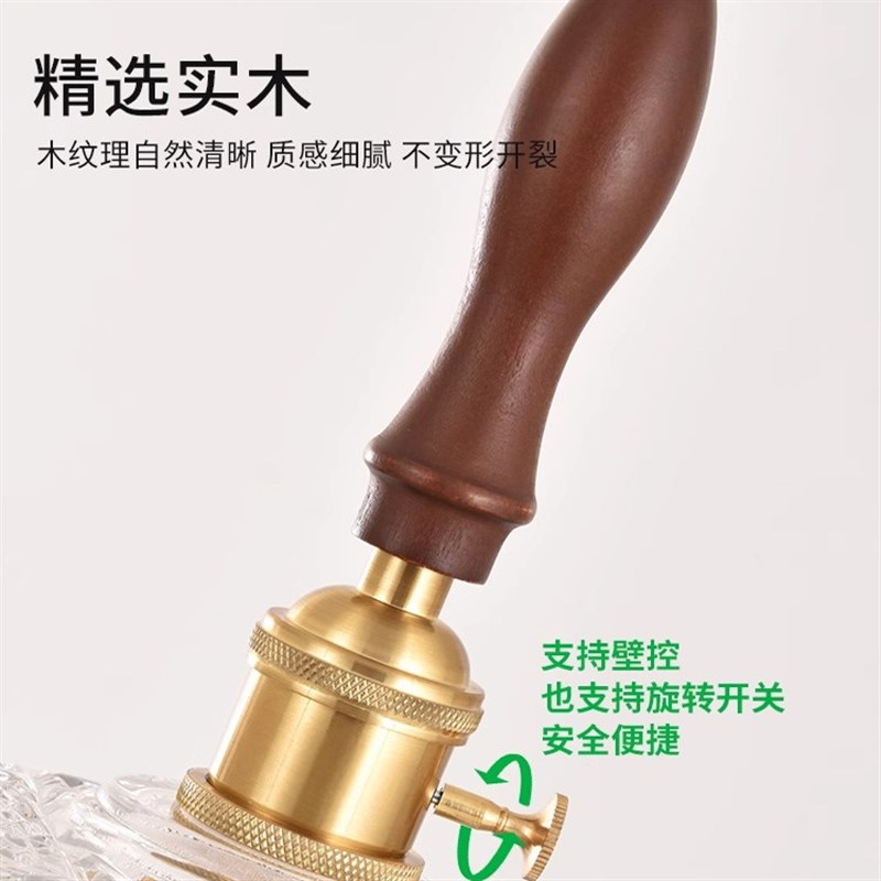 网红法式花朵玻璃吊灯日式复古胡桃木三头餐厅吧台灯民宿床头灯具