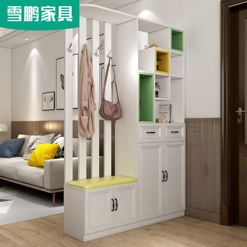 北欧轻奢客厅进门玄关屏r风隔断现代简约双面门厅柜鞋柜镂空衣帽