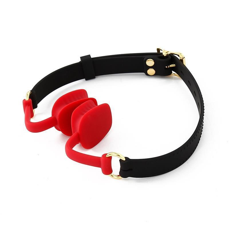 100% Silicone BDSM Open Mouth Spreader Gag Harness,SM Invisi