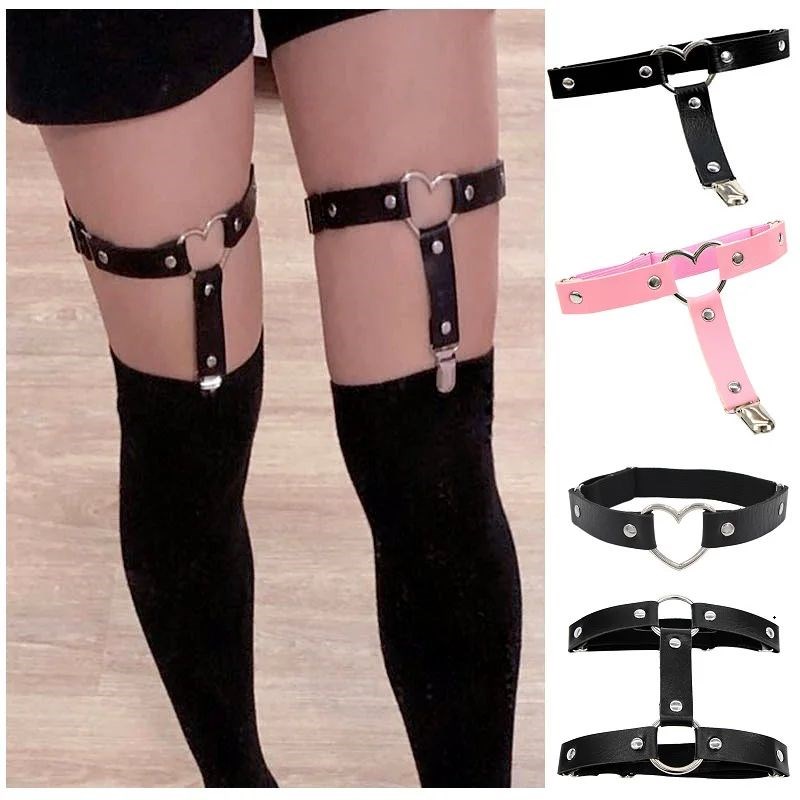 Women Sexy Leather Thigh Garter Belt Pu Punk Elastic Harness