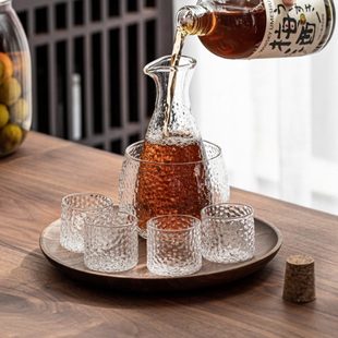 温酒器暖酒壶家用白黄酒烫酒壶加热煮酒器酒杯 锤纹玻璃温酒壶日式