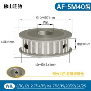 40齿5M齿两面平同步轮槽宽11皮带轮带轮AF型同步皮带轮40S5M100