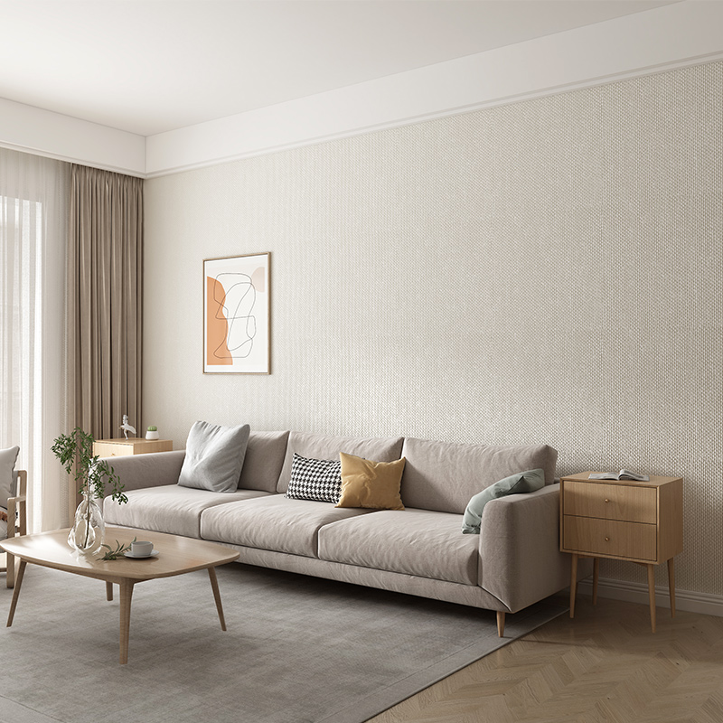 2023新款墙布无缝全屋现代简约墙纸卧室客厅家用亚麻奶油白色壁布