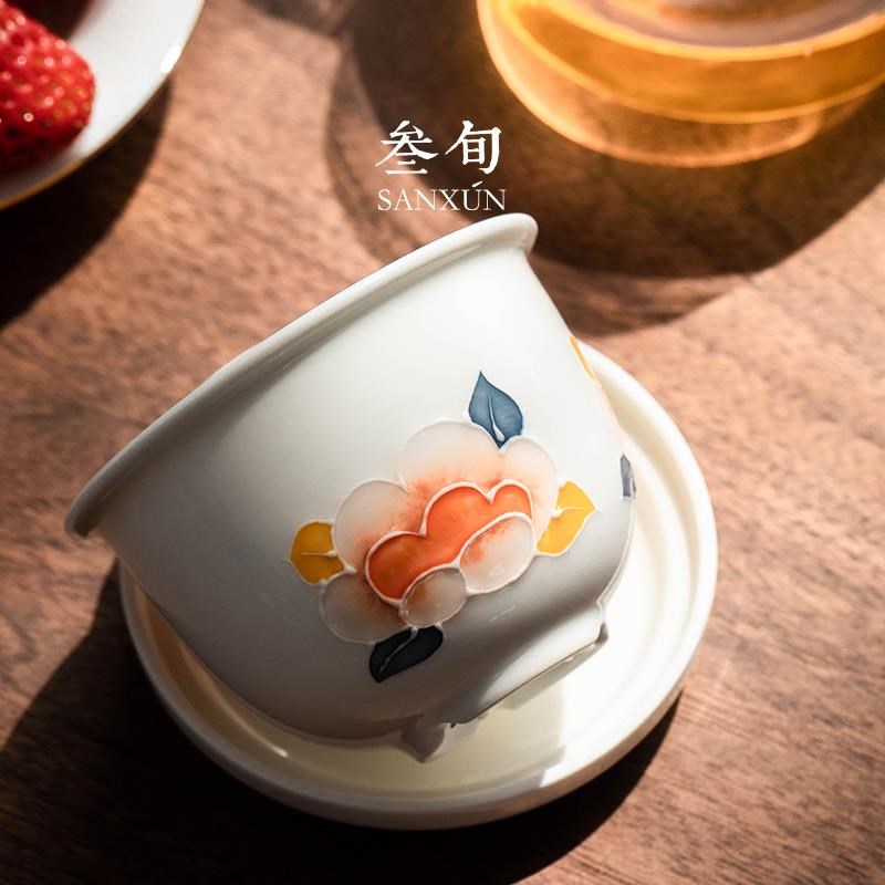 叁旬玻璃茶杯家用茶水分离泡茶杯可爱女办公室带把过滤花茶水杯子