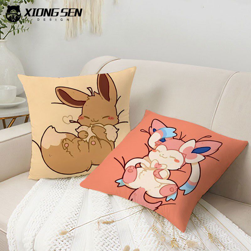精灵宝可梦伊布家族仙子伊布抱枕办公室腰枕床头沙发靠垫汽车靠枕
