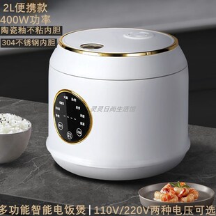 110V小电饭煲家用出国留学美国加拿大北美不锈钢智能X煮饭锅小家