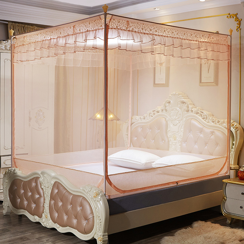 拉链方顶坐床蚊帐外穿杆三开门1.3A5m床不锈钢加密加厚1.8双人家