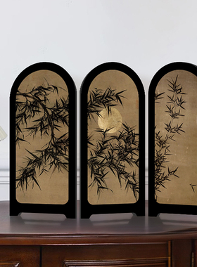 《墨竹》中古风屏风桌面摆件创意高级感小众艺术电视柜摆台装饰画