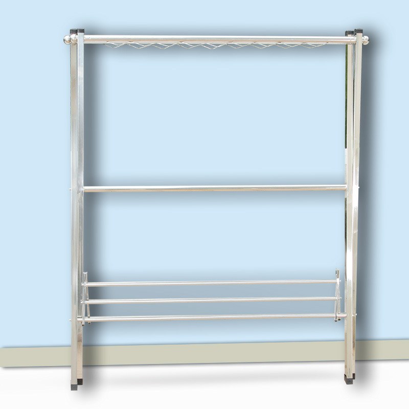 室内阳台折叠晒衣被架不锈钢X型落地伸缩双杆式晾衣架