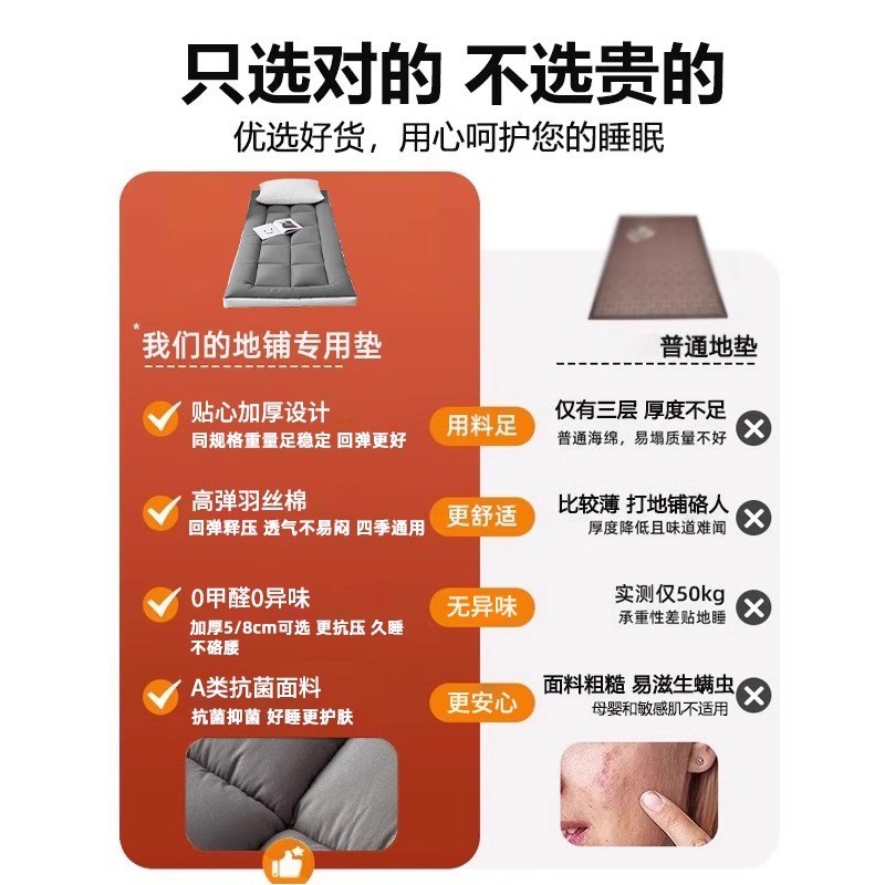 地垫睡垫榻榻米地铺床垫软垫家用卧室可折叠不塌陷防潮单人床