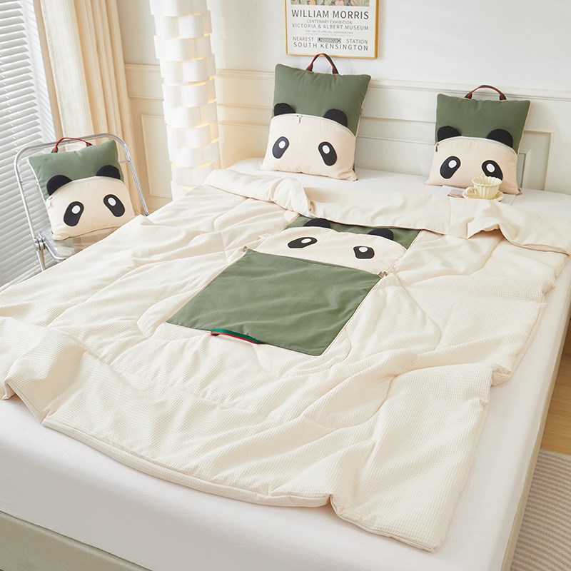 帆布款抱枕被子两用二合一夏季午睡毯子枕头车用空调被车载夏凉被