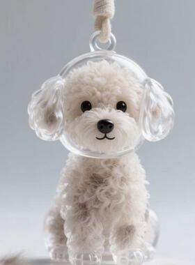 现货小红书同款可爱小狗透明毛发收纳盒高颜值挂件装饰毛球挂件