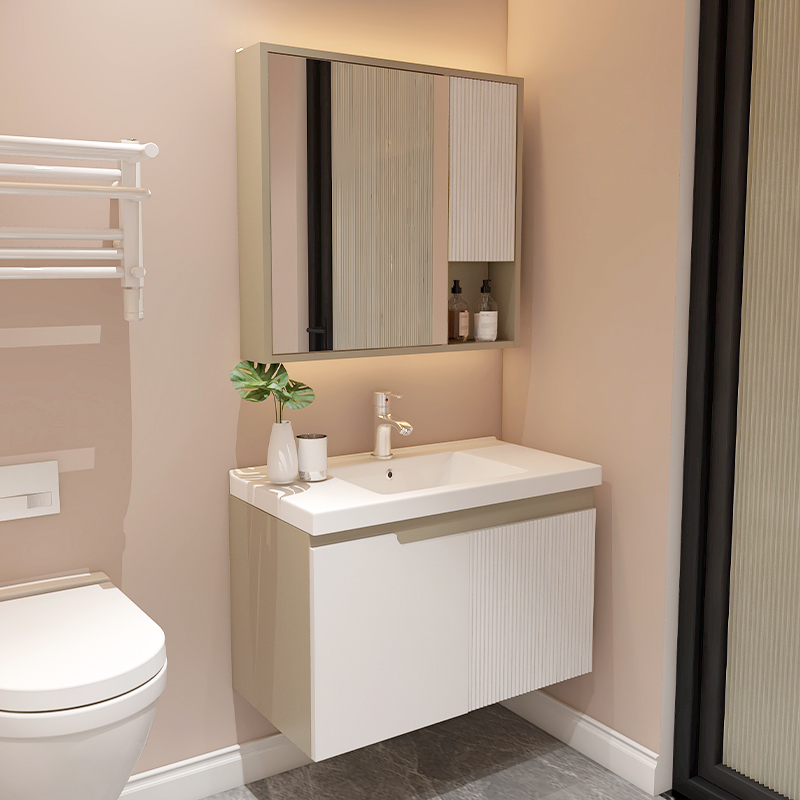 简约浴室柜组合陶瓷一体盆40宽洗手洗脸盆小户型卫生间洗漱台超窄