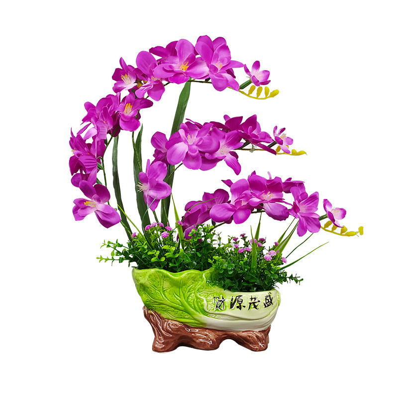 蝴蝶兰仿真花套装摆件假花绢花塑料花家居客厅茶几电视柜装饰摆设