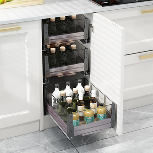 米司库厨房橱柜抽屉式 900柜覆盖 拉篮调味篮浅柜餐边柜储物篮300