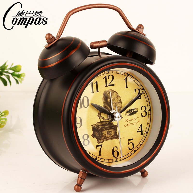 康巴丝床头静音闹钟金属小闹铃懒人超大声音闹钟时尚学生创意闹表