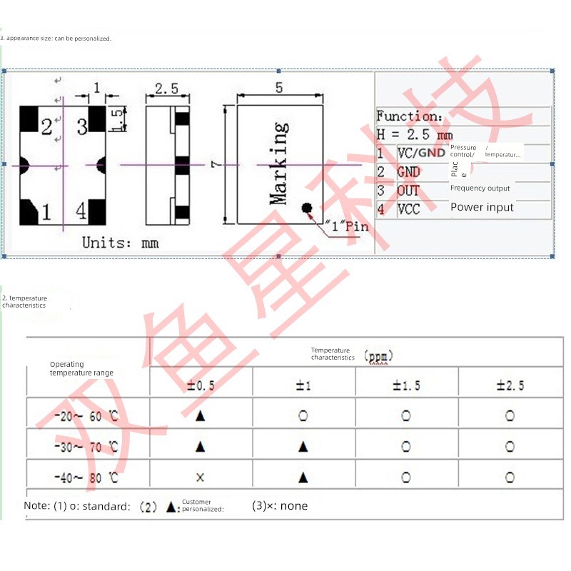 40MHZ TCXO 7050 7*5 温补贴片晶振 0.5PPM 40M 40.000MHZ 方波