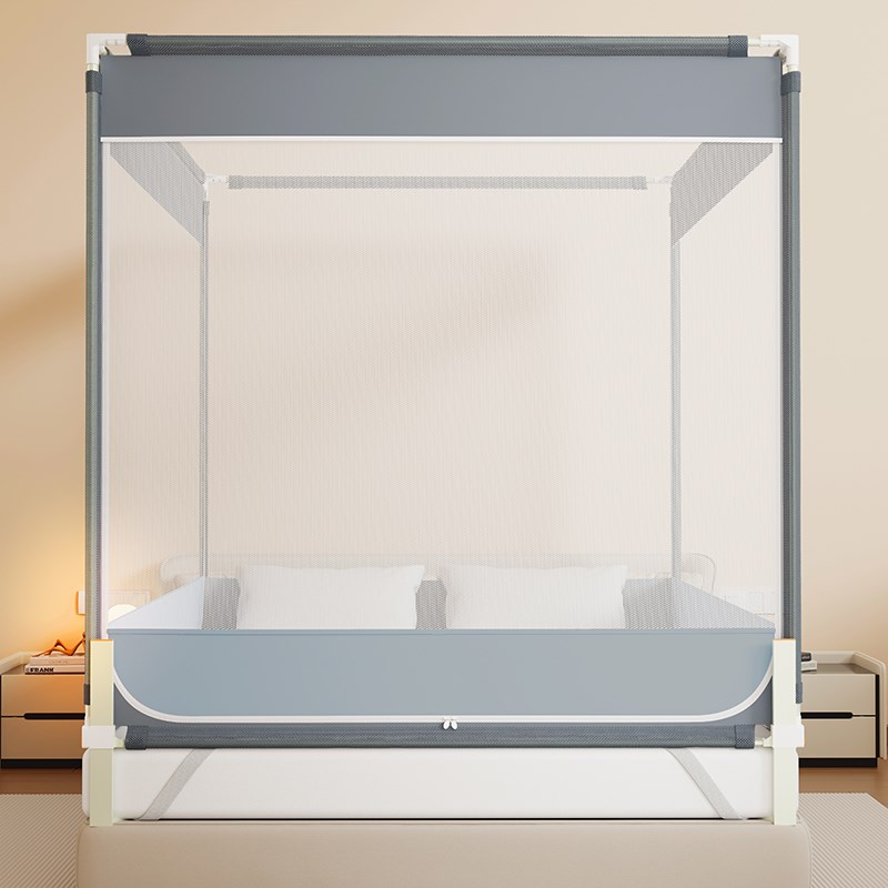 围栏蚊帐家用儿童防摔1.35x1.5x1.9m床2米x2米大床加固卡扣支架回