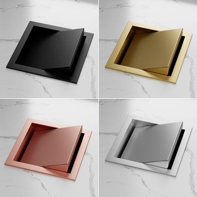 黑色不锈钢台面嵌入式垃圾桶盖子家用厨房洗手台暗装摇盖翻盖装饰