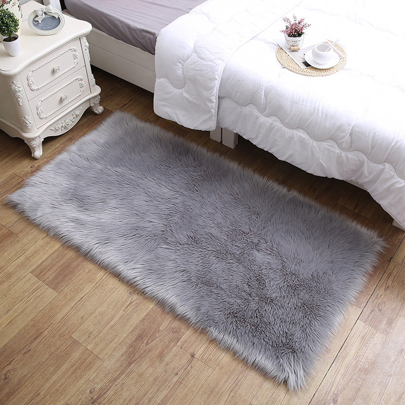 简约现代长毛绒圆毯地垫仿羊毛卧室床边毯客厅茶几圆地毯白色毛毛