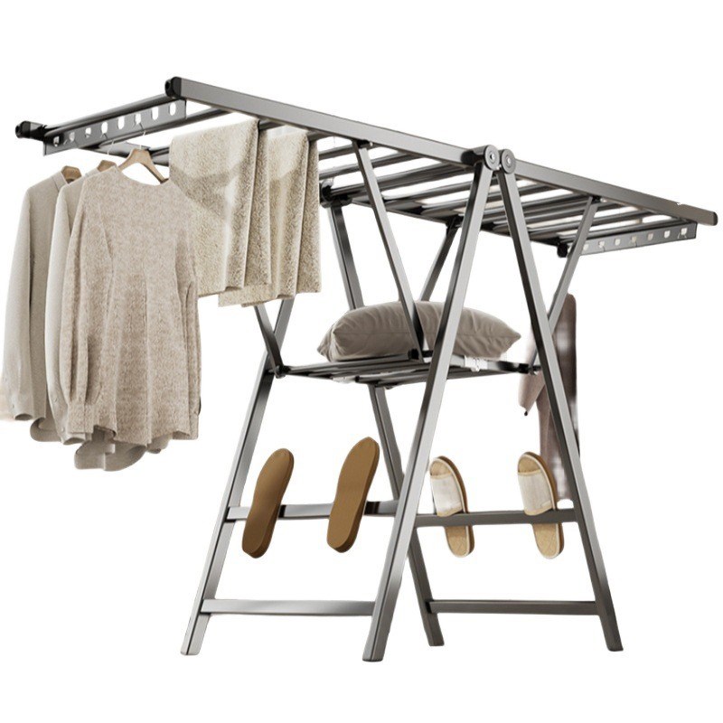 折叠晾衣架落地家用卧室阳台挂衣架室内凉衣杆简易晒被子