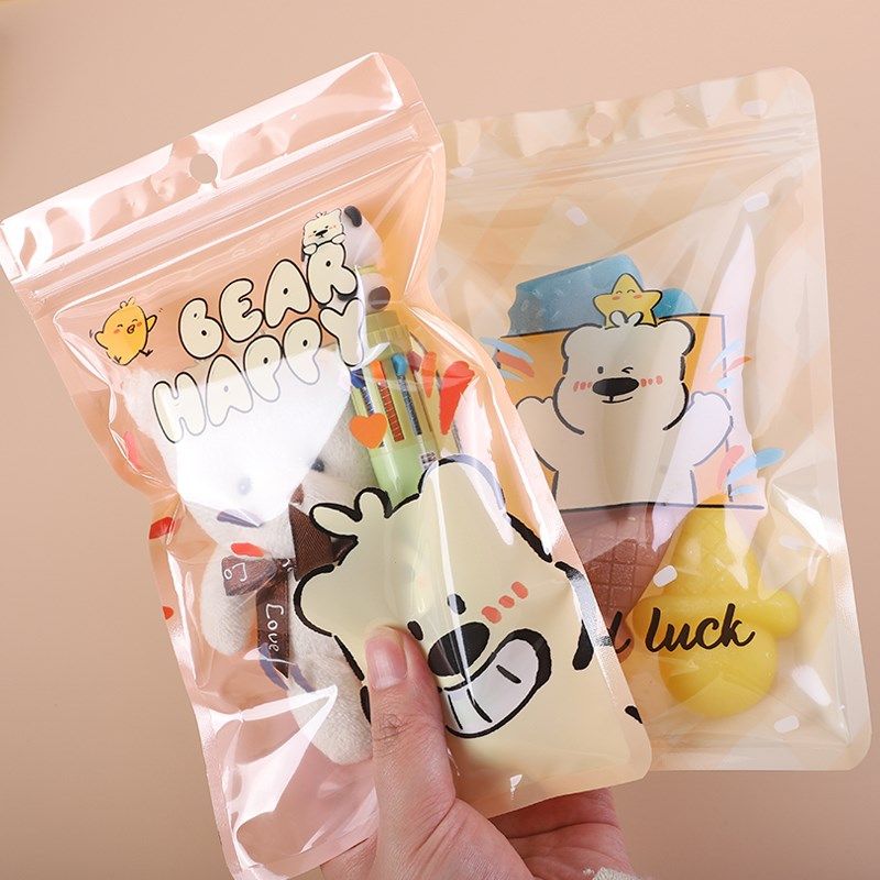 大号卡通食品按压封口袋儿童零食糖果学生卡片义卖饼干礼品密封袋