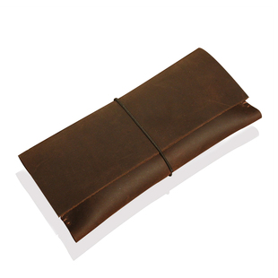 纯手工头层疯马牛皮真皮复古大容量韩国时尚简约男女生钱包笔袋