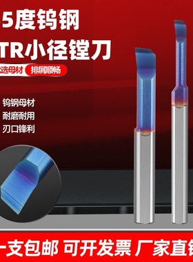 小孔径镗刀65度高硬mtr钨钢合金数控抗震微小径精镗孔刀蓝色涂层
