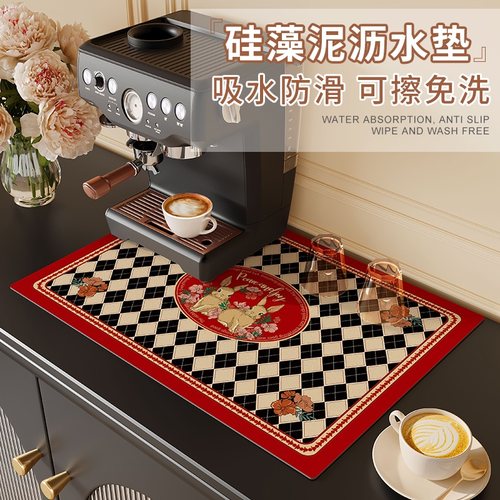 兔年新年咖啡机吸水垫o厨房台面沥水垫子硅藻泥软垫防滑免洗隔热